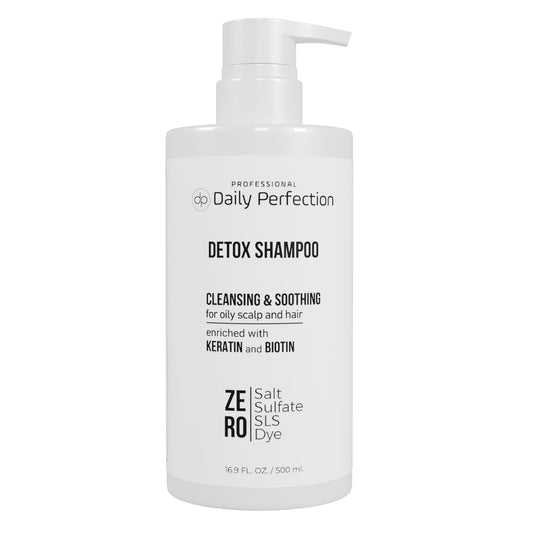 Daily Perfection Detox Shampoo product bottle in white background